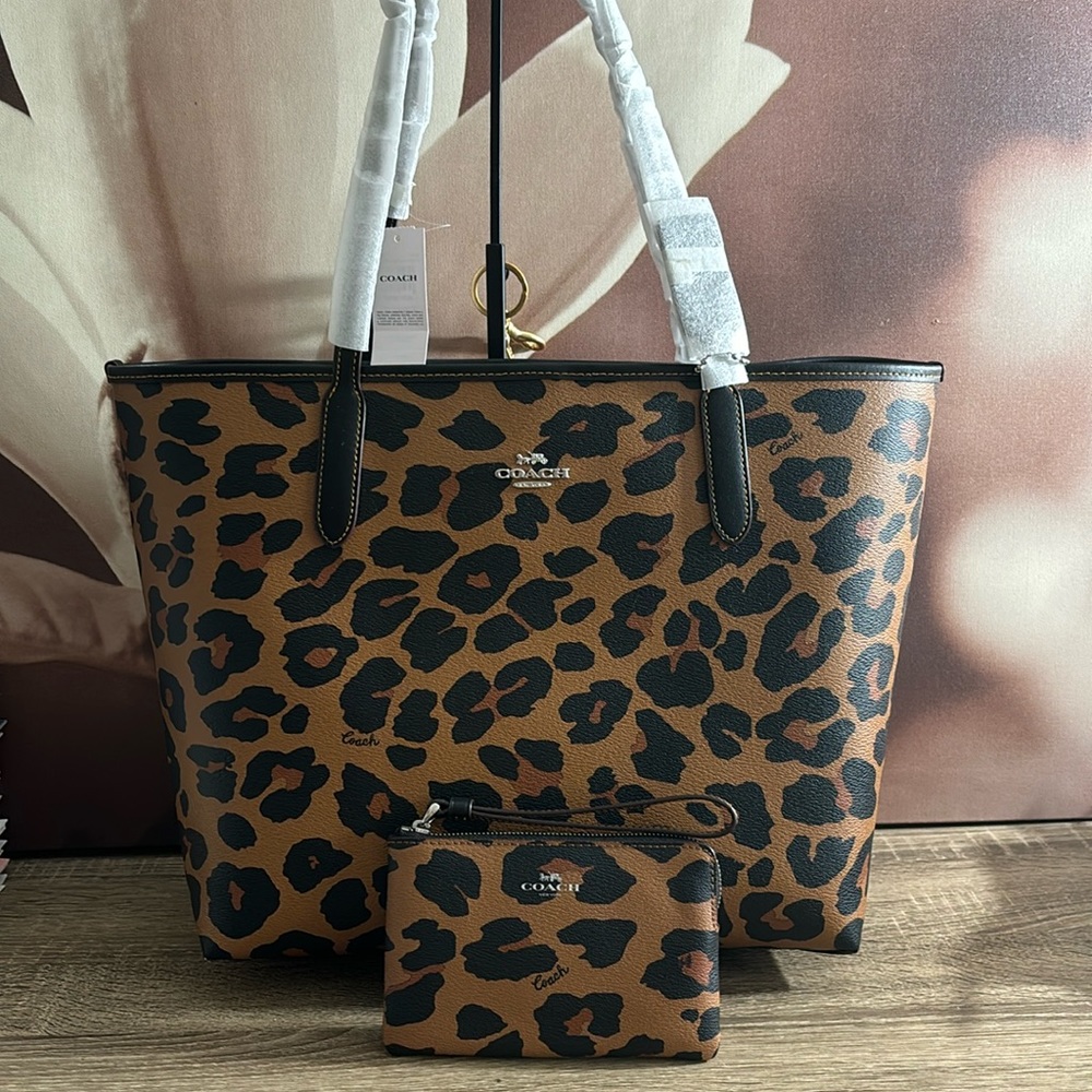 Coach City Tote SET Leopard Print NWT - Picture 8 of 8